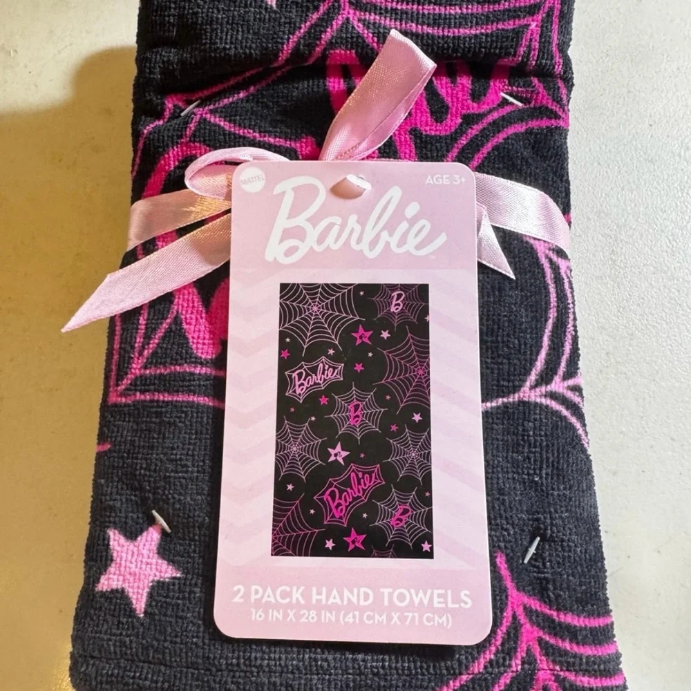 Barbie Pink and Black Starry Hand Towels Halloween